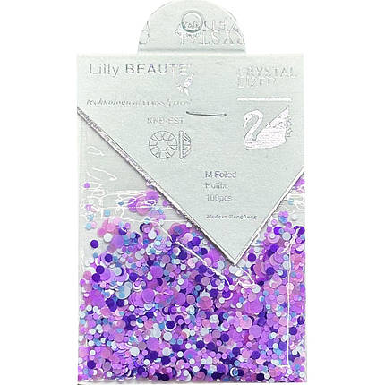 Конфетті Lilly Beaute для манікюру білий+малина+бірюза+фіолетовий №25, фото 1