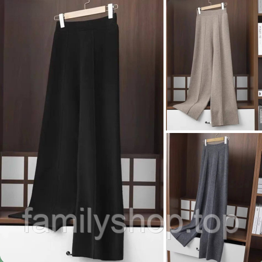 Теплі жіночі штани палаццо зі стрілкою модні широкі вільні з ангори, фото 1