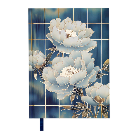 Щоденник недатов поліграфічний PEONY A5 блакитний 336 стор, фото 1