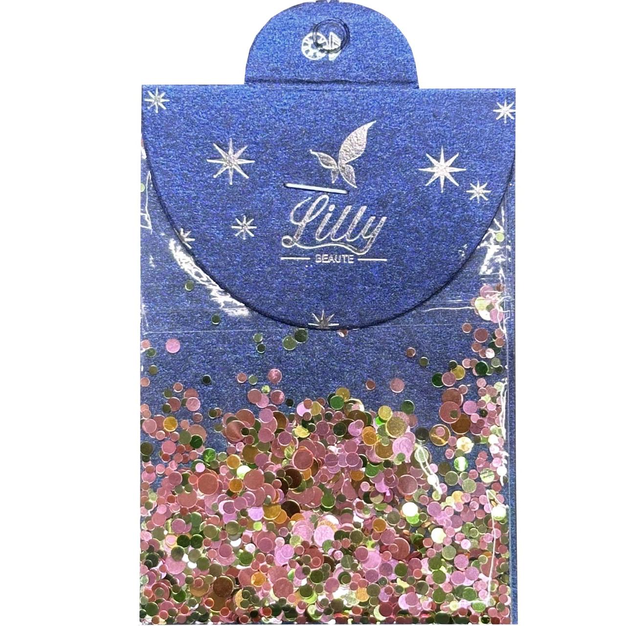 Конфетті Lilly Beaute для манікюру рожевий+оранжевий+гірчичний №17