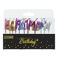 Набір свічок Happy birthday з дерев&aposяним тримачем  28 x 22 x 08 см асорті