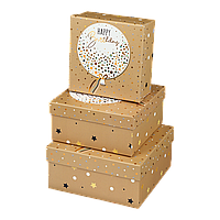 Коробки подарункові набір 3шт вкладені 1в1  розмір найбільшої 20х20х95см тиснення фольгою BM23