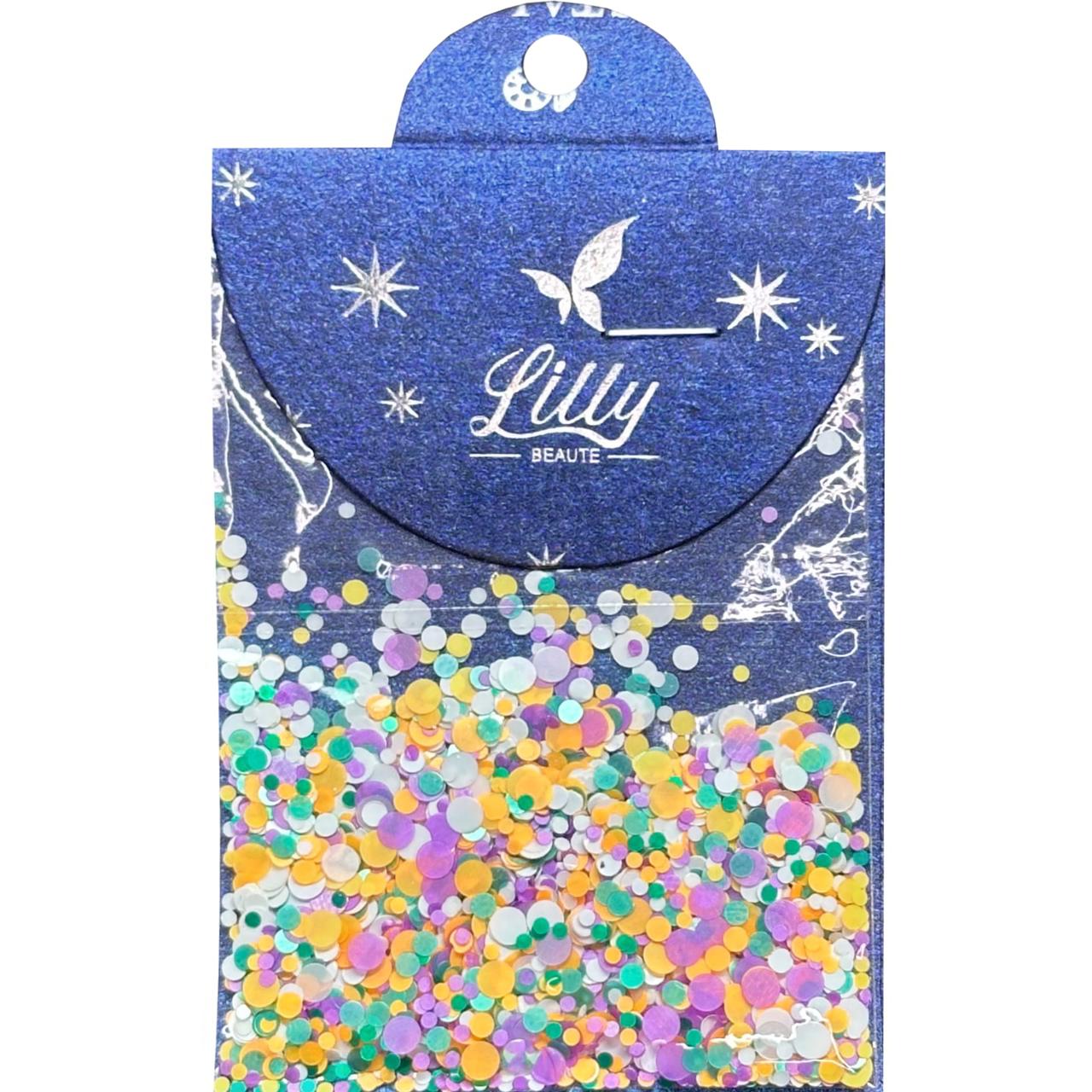 Конфетті Lilly Beaute для манікюру білий+жовтий+зелений+рожевий №13