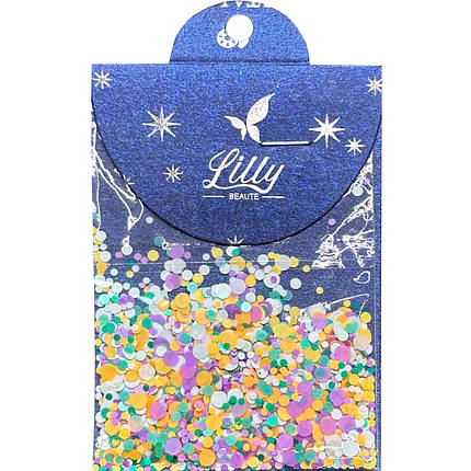 Конфетті Lilly Beaute для манікюру білий+жовтий+зелений+рожевий №13, фото 1