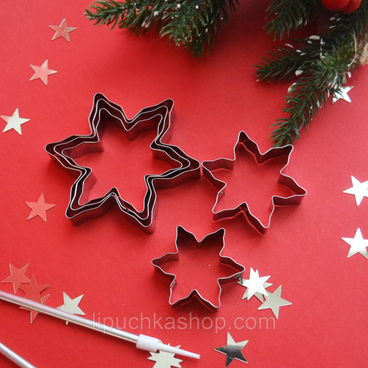 Набір вирубок для пряників та печива "Сніжинки" 5 шт, фото 1