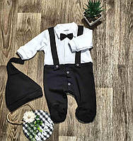 Чоловічок утеплений ошатний на виписку для хлопчика Джентельмен 56 розмір