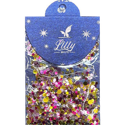 Конфетти Lilly Beaute для маникюра серебро+малина+золото+фиолетовый №29, фото 1