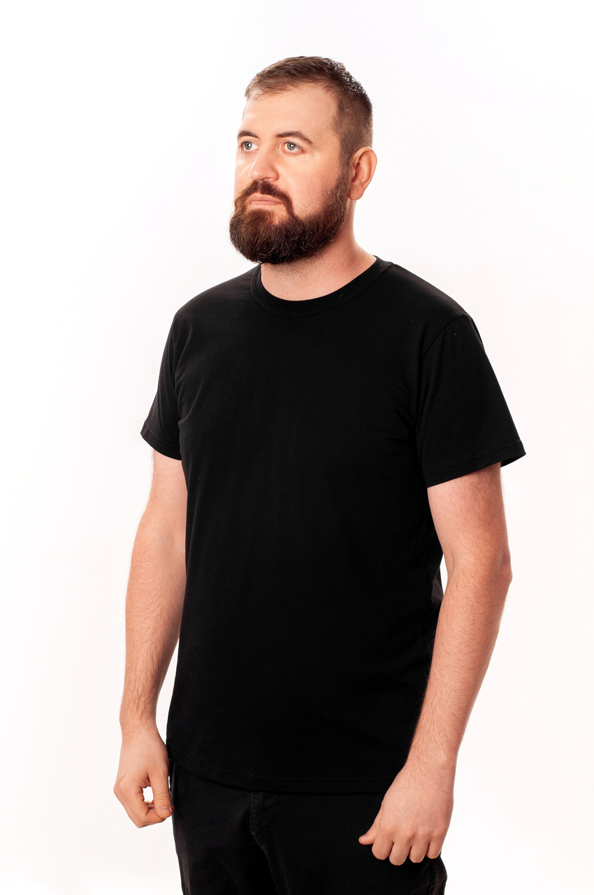 Футболка чорна трикотажна бавовна, фото 1