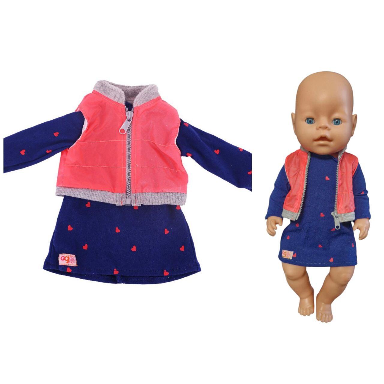 Одяг для ляльки Бебі Борн / Baby Born 43 см набір плаття жилет синій 8985, фото 1