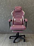 Комп’ютерне крісло із тканини з підніжкою і 2 подушками до 130кг DEUS EDGE РОЖЕВЕ, фото 4