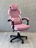 Комп’ютерне крісло із тканини з підніжкою і 2 подушками до 130кг DEUS EDGE РОЖЕВЕ, фото 2
