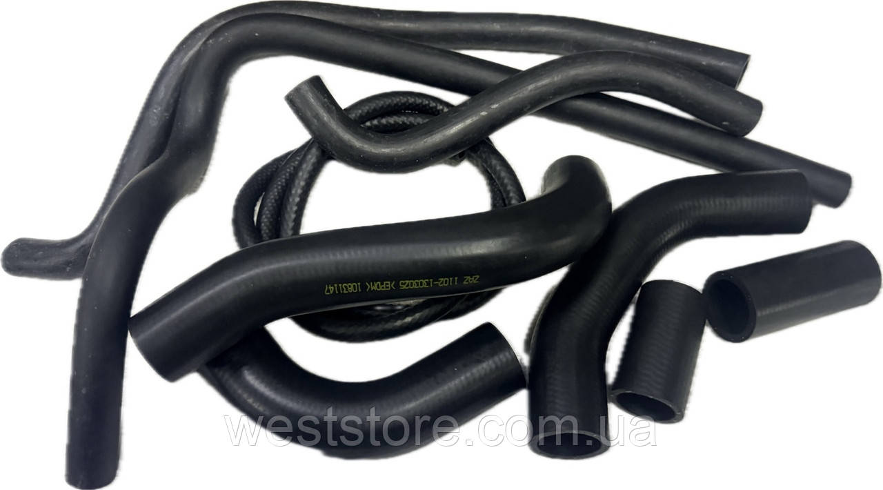 Патрубки радіатора охолодження та обігрівача ЗАЗ 1102, 1103, Таврія, Славута комплект 9 шт, фото 1