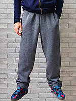 Мужские теплые спортивные штаны трехнитка с начесом большого размера батал зимние брюки на флисе с карманами пояс на резинке