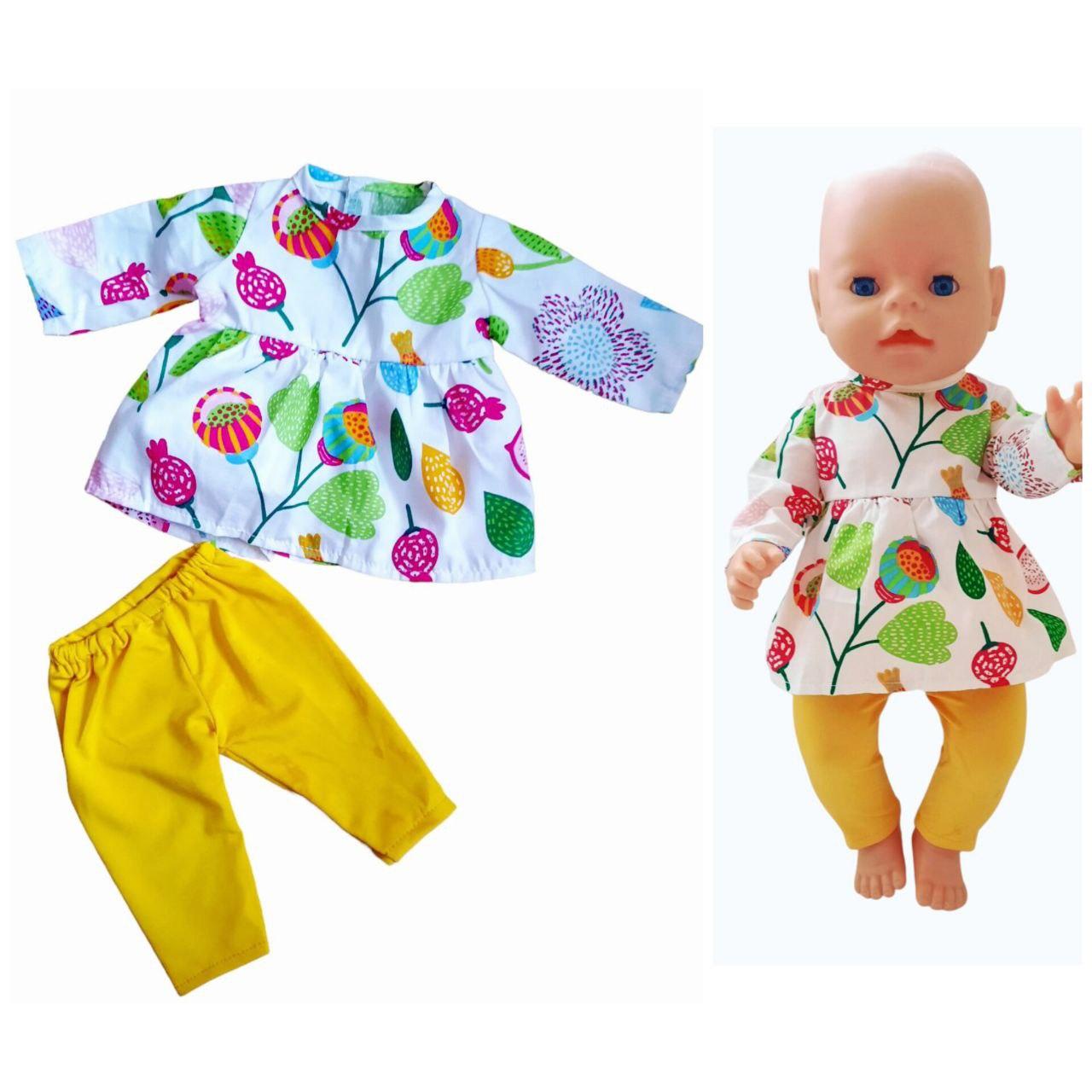 Одяг для ляльки Бебі Бона / Baby Born 40-43 см набір жовтий плаття лосини 8707, фото 1