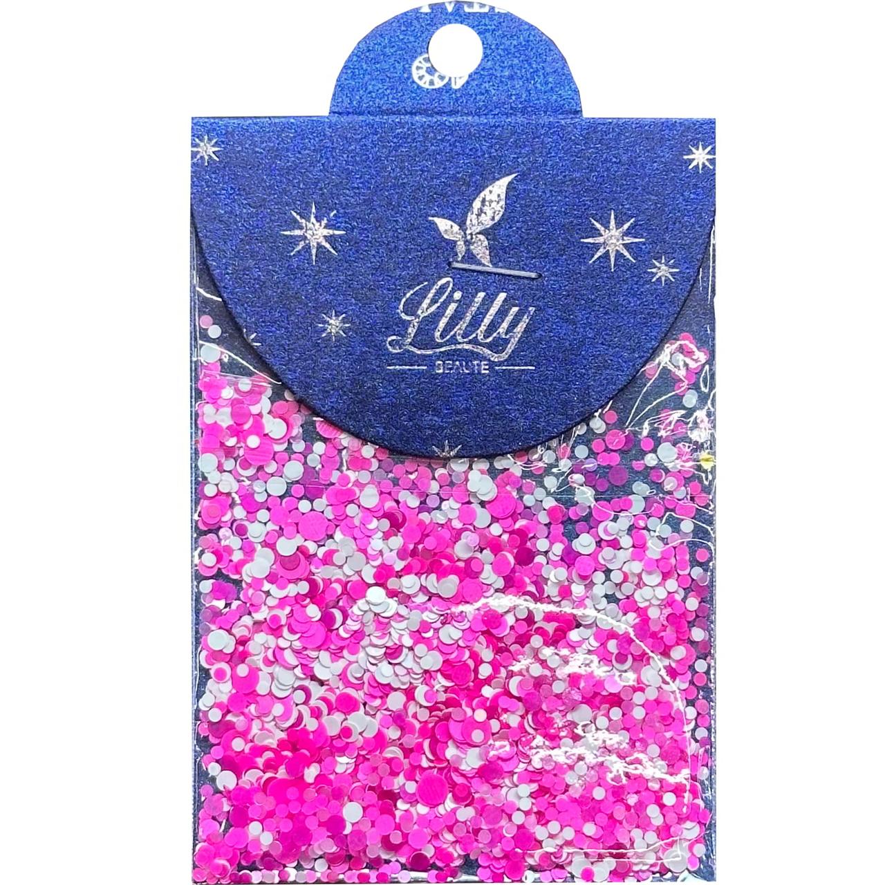Конфеті Lilly Beaute для манікюру білий + рожевий + малина No51