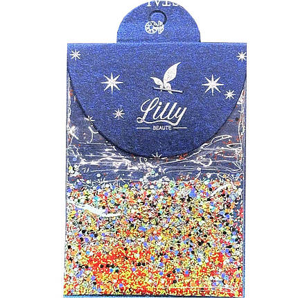 Конфеті Lilly Beaute для манікюру шестигранники мікс кольорів + смужки No41, фото 1