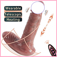 Вібратор метелик для стимуляції клітора та вагіни з телескопією, фалос на пульті з Підігрівом, Інтимні іграшки в трусики