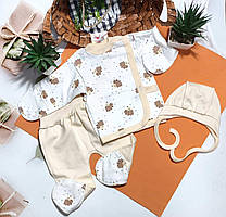 Теплий комплект для новонароджених сорочечка повзунки шапочка 62 розмір Їжак