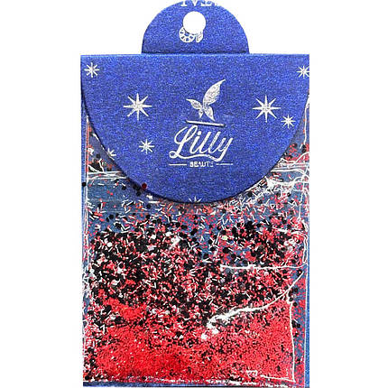 Конфетти Lilly Beaute для маникюра шестигранники черный+красный+полоски №45, фото 1