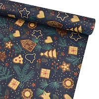 Папір пакувальний новорічний синій 0,7мх7м 70г/м2