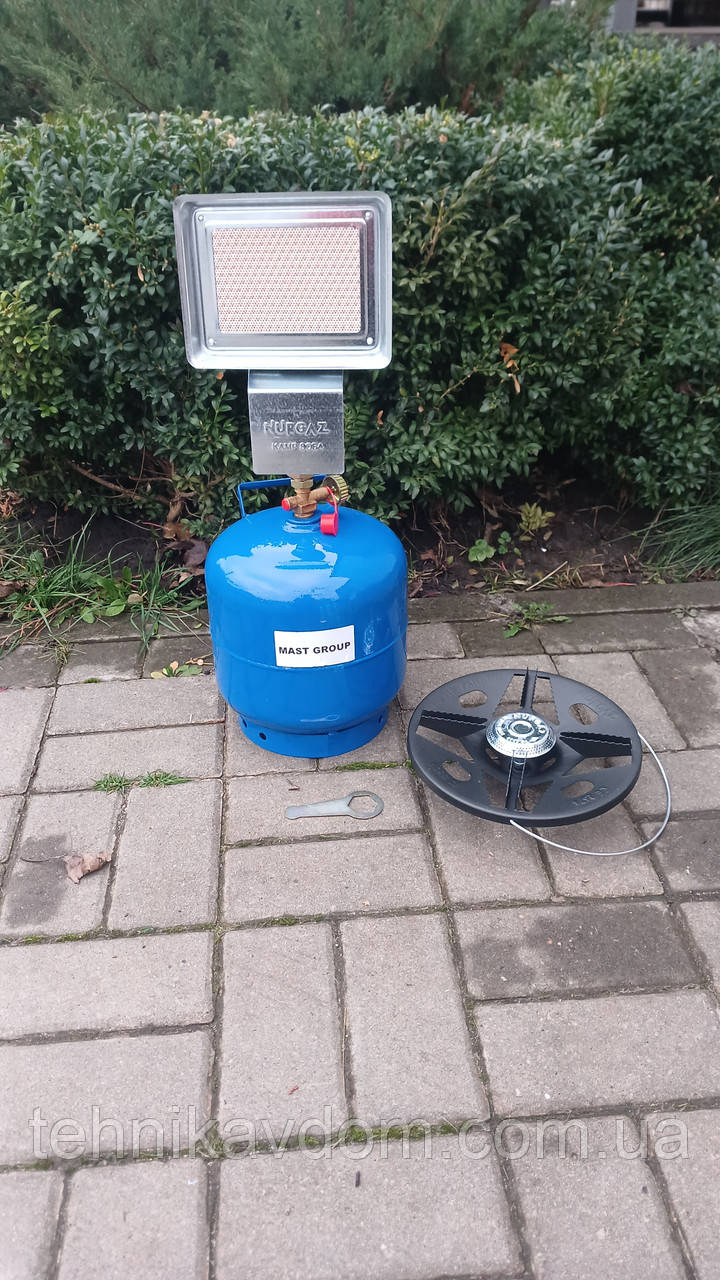 Газовий балон 8 літрів з інфрачервоним пальником для нагрівання та пальником для приготування їжі, фото 1