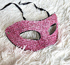 Блискуча вечірня маска рожева