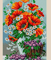 Набір для вишивання хрестиком натюрморт "Маки та ромашки", 30×40 см