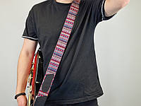 Ремінь для гітари та укулеле ручної роботи в етно-стилі, гітарний ремінь з перехідником для акустики в подарунок