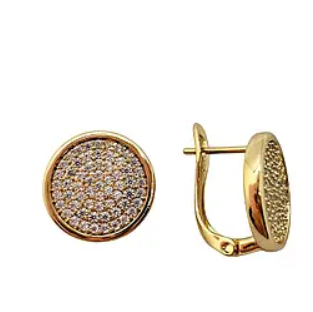 Сережки Круг із фіанітами медичне золото, фото 1