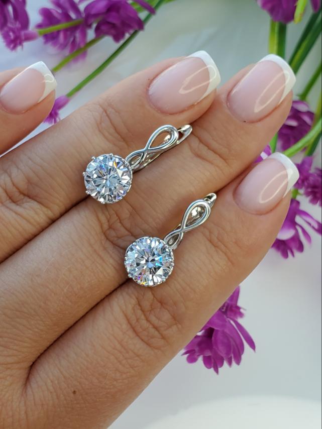 Сережки з англійським замком Класика біле медзолото, фото 1