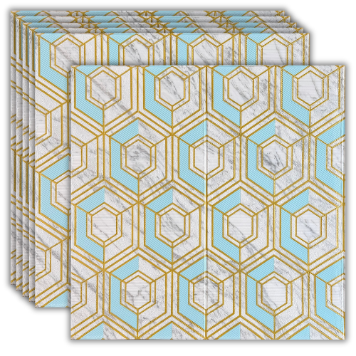 Самоклеюча Декоративна 3D панель «Сіро-Блакитні соти» 700×700×4мм, (601) BV-0000161