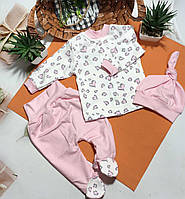 Теплий комплект для новонародженої кофтинка  повзунки шапочка 62 розмір