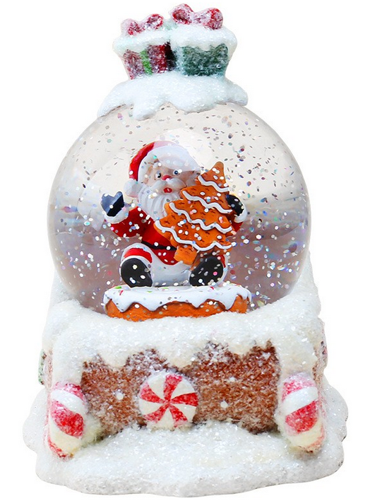 ❤️Скляна сніжна куля "Санта" музичний HC-Q067 круглий LED світильник для святкового декору на батарейках, фото 1