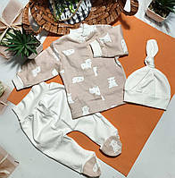 Теплий комплект для новонародженого кофтинка  повзунки шапочка 62 розмір