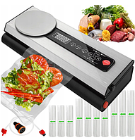 Вакууматор для продуктів Ruhhy вакуумний пакувальник для дому з вагами + Плівка 9 рулонів, вакуумна запайка для продуктів