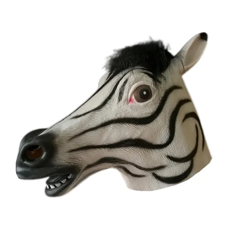 Латексна маска для косплею голова зебри реалістична гумова маска для вечірок геловіна та розіграшів