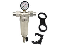 Самопромивний фільтр 3/4" V&G, латунний стаканчик, манометр VG21.23145