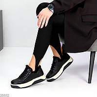 Жіночі шкіряні кросівки зимові Чорні "Lindsi"