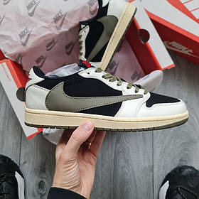 Чоловічі кросівки Nike Air Jordan 1 Low x Travis Scott Black White Olive | Унікальний дизайн і якість