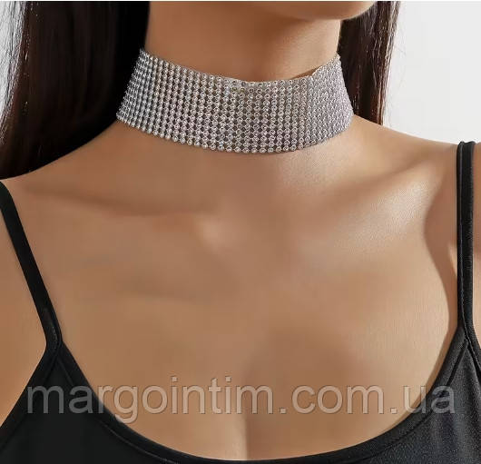 Чокер Блискуче Намисто / зі Стразами/Широкий блискучий  /Для весіль, заходів /косплей/Прикраса для шиї, фото 1