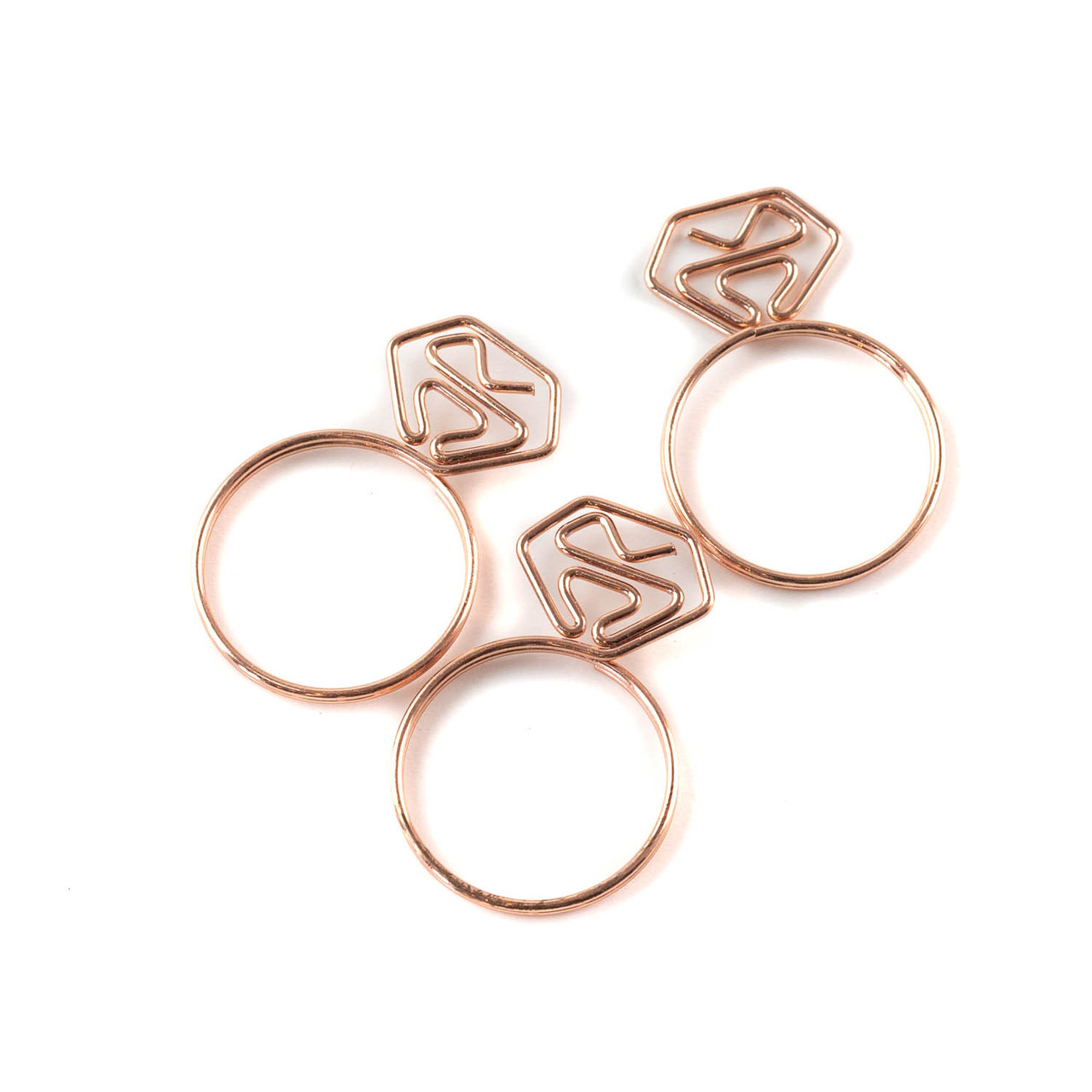 Скріпка Каблучка з діамантом 22*33мм рожеве золото 1шт SKR055, фото 1