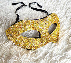 Маска блискуча жовта, вечірня жіноча маска маскарадна