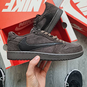 Чоловічі кросівки Nike Air Jordan 1 Low x Travis Scott Velvet Brown | Еталон сучасного стилю