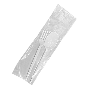 Набір одноразових столових приладів Економ білі (ложка+виделка) НАП12