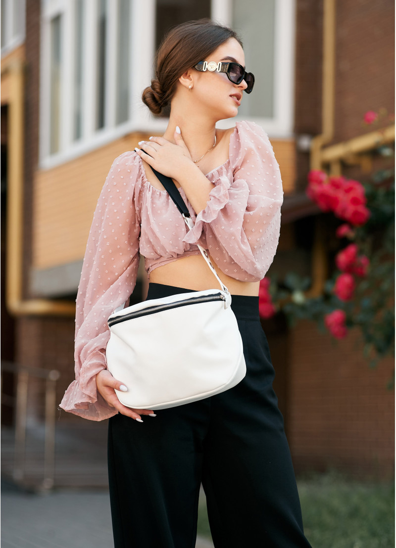 Містка жіноча сумка з довгим ремінцем через плече, матова еко-шкіра, фото 1