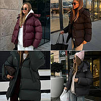 Зимний женский пуховик-дутик до -20°C | Съемный капюшон | Синтепон 250