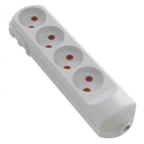 Колодка для подовжувача 4 гнізда без заземлення біла Neomax NX500400, фото 1