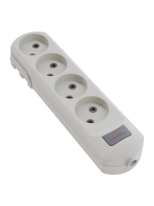 Колодка для подовжувача 4 гнізда з кнопкою без заземлення біла Neomax NX502400, фото 1