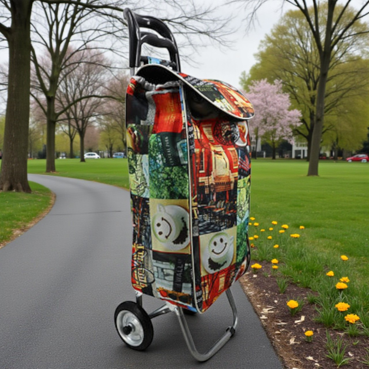 Двоколісна тачка кравчучка / Сумка візок / Сумка господарська на колесах до 30кг, 93х33х22см, фото 1