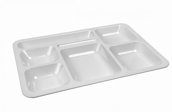 Блюдо для подачі з полікарбонату 6 секцій біле 40х28 см, фото 1